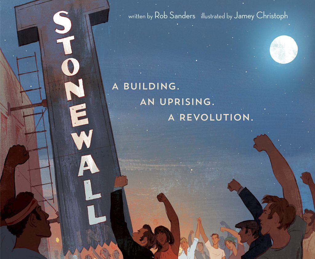 the marquee display "Stonewall" rises against a twighlight sky