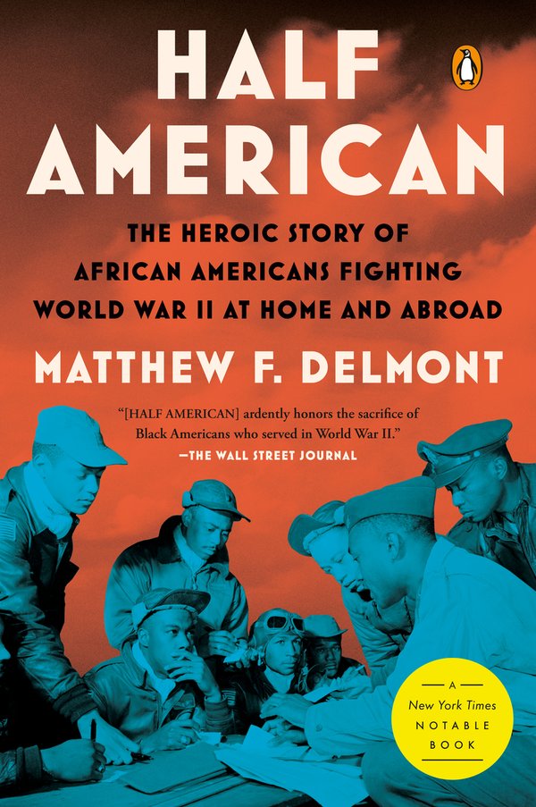 the cover shows a black and white photo of Black members of the military gathered around the table with a smoky orange background