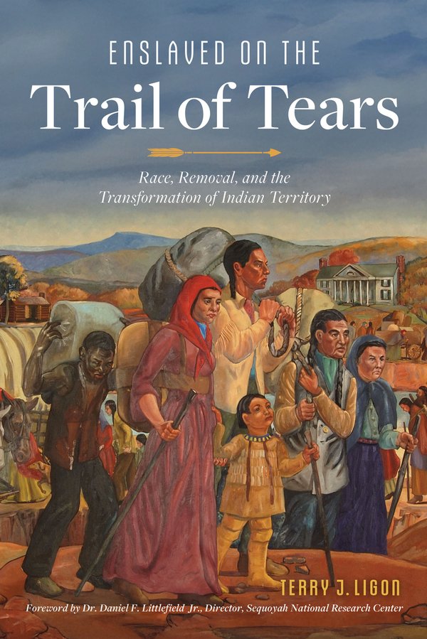 a picture of Native Americans of light and dark skin traveling on the Trail of Tears